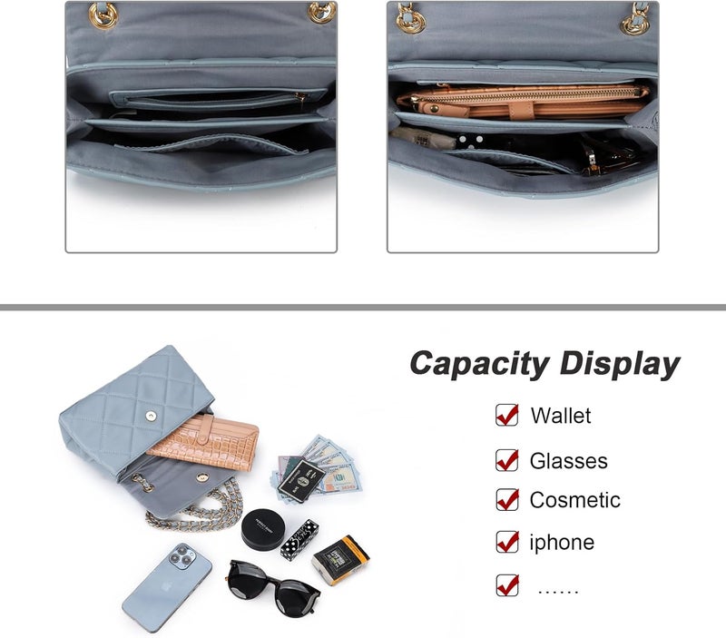 Gladdon Quilted Crossbody Purses for Women Small Ladies Shoulder Bags with Chain Trendy Clutch Purse Cute Designer Bag - Image 5